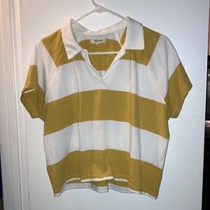 Madewell Boxy Polo Tee in Lefferts Stripe